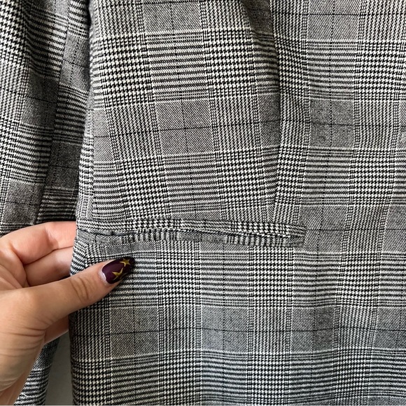 ZARA Tailored Plaid Professional Blazer Jacket Size 2 Grey - Picture 6 of 8